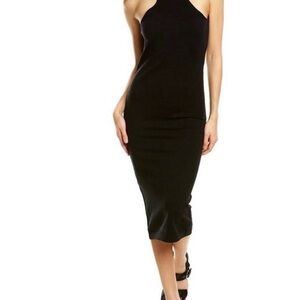 525 America Black Racer Mock Neck Midi Bodycon Dress Size Medium NWT